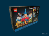 a box that has a lego mickey mouse and other toys in it