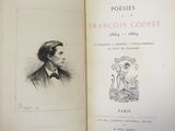 an old book with a drawing of a man in a suit and tie