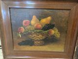 a picture of a painting of a basket of fruit