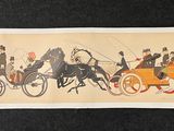 a picture of a group of people riding in a horse drawn carriage