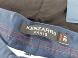 the jeans are blue and have red stitching on them