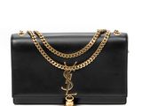 Sac à bandoulière Saint Laurent en cuir noir à chaîne, avec pompon