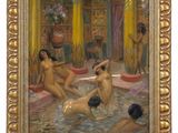 a painting of a group of naked women in a pool
