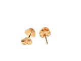 a pair of gold stud earrings on a white background