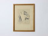 drawing of a woman in profile with her head turned to the right