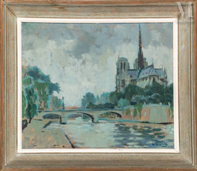 Manuel VIUSA (1917-1998) La Seine devant Notre-Dame de Paris…