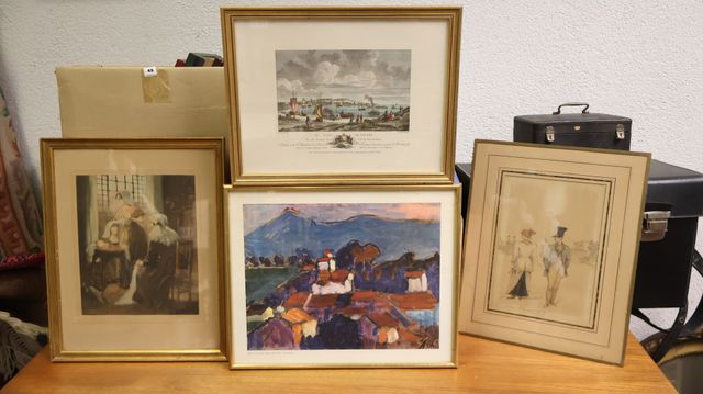 Lot de 4 cadres décoratifs estampes et reproductions