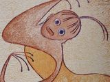 drawing of a woman in a yellow dress holding a purse