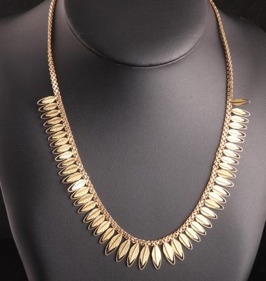 Collier en drapé à décor de feuilles plates en or jaune 18 carats (750 - Photo 1