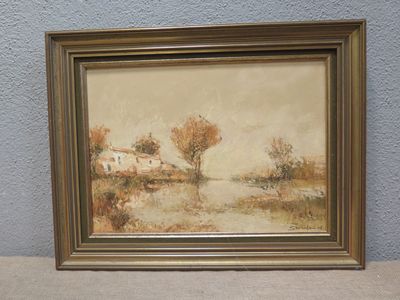 SEINLIN ou SGINLIN "Reflets" toile (33 x 46 cm)