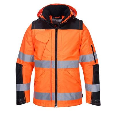 une veste orange et noire à capuche avec des bandes réfléchissantes, réfléchissantes, réfléchissantes, réfléchissantes, réfléchissantes, réfléchissantes, réfléchissantes, réfléchissantes, réfléchissantes, réfléchissantes, réfléchissantes, réfléchissantes, réfléchissantes