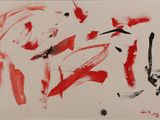 a picture of a painting with red and black paint on it