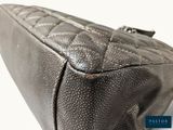 chanel black quilted leather shoulder bag with silver hardware