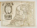 une vieille carte de la Hollande et des Pays-Bas sur laquelle figure l'image d'un aigle