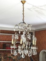 LUSTRE CAGE à six bras de lumière en métal et pendeloques de…