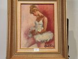 une photo d'un tableau représentant une femme en robe blanche
