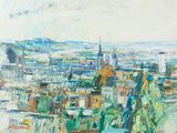 tableau représentant une vue de la ville depuis un point de vue en hauteur