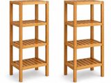 deux étagères en bois sur fond blanc, avec un fond blanc