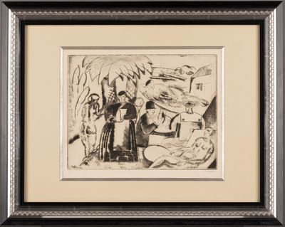une image représentant un dessin d'un homme et d'une femme devant une maison