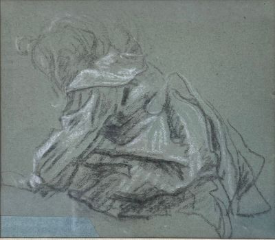 drawing of a woman kneeling on her knees with her hands on her knees