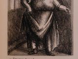 a black and white drawing of a woman in a dress