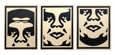 Shepard FAIREY (né en 1970) Obey Giant Face - 2017 Triptyque…