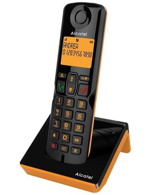 Téléphone fixe Alcatel S280 noir et orange, mains libres