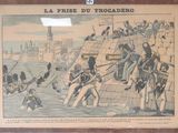 tableau encadré représentant une bataille avec des soldats à bord d'un navire