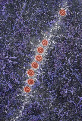 une image représentant un tableau avec des cercles rouges sur fond violet