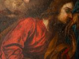 an image of a painting of a man laying on the ground