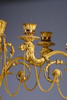 Grande paire de candélabres en bronze ciselé et doré à trois… (photo 6)