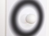 a picture of a picture of a white ball in the middle of a black and white circle