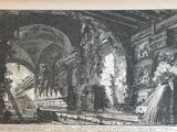 an old drawing of a building with a fountain in the middle of it