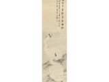 chinese scroll painting of a swan on a river