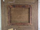 painting of a wooden frame on a white wall with a white wall in the background
