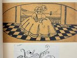 a drawing of a woman in a yellow dress and a drawing of a woman in a yellow dress