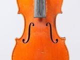 a close up of a violin with a bow on a white background