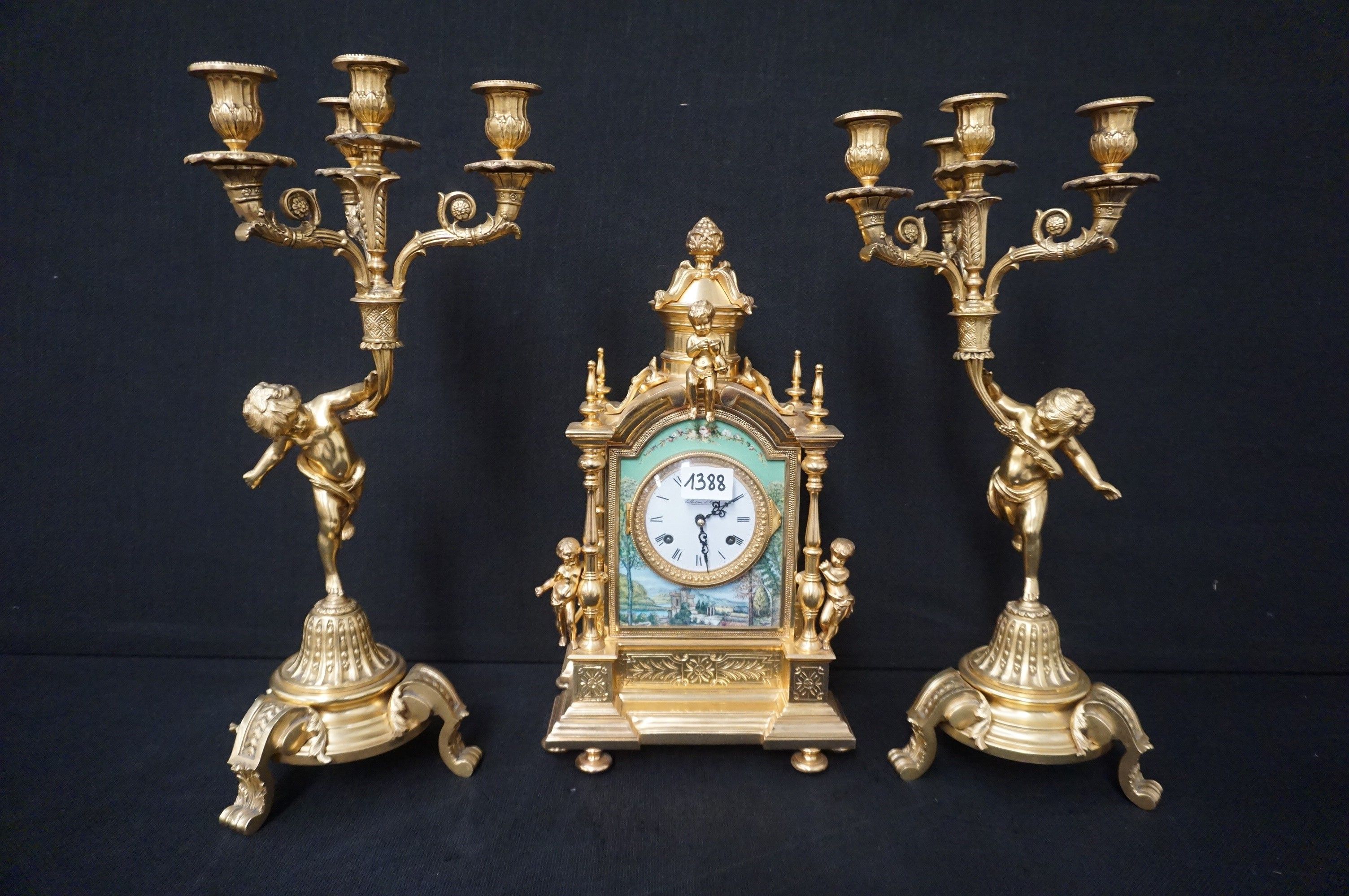 joli ensemble de cheminée en trois parties de style rococo -…