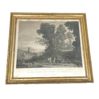 an old picture of a painting of a man and a woman in a wooded area