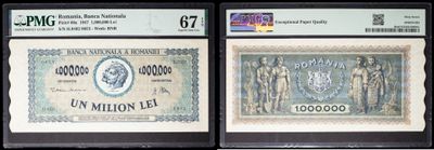 three different types of bank notes on display in a display case