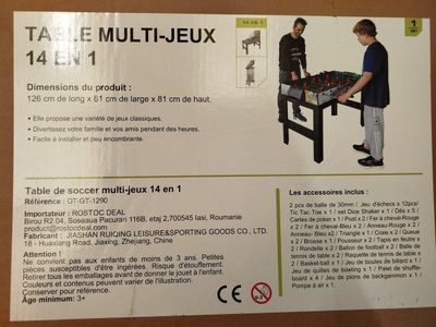 Lot de 2 tables multi-jeux - 14en1 - 126 x 61 x 81cm