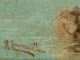 an oil painting of a man and a woman in a body of water