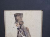 a drawing of a man in a top hat smoking a pipe