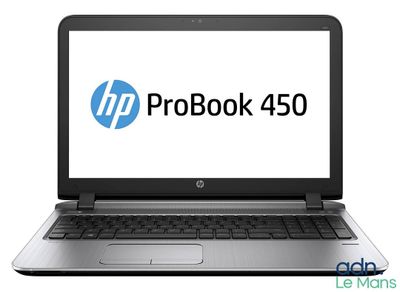 the hp probook 450 laptop is open on a white background