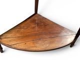 a corner table with a wooden top on a white background