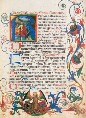 un manuscrit enluminé représentant la Nativité de Jésus