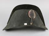 an image of a hat with a feather on the side of it