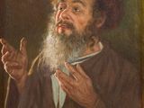 an old painting of a man with a long beard and a white beard