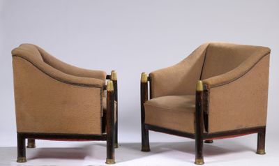 pair of art deco lounge chairs in the manner of miloni