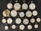 several different types of pocket watches are arranged in a circle